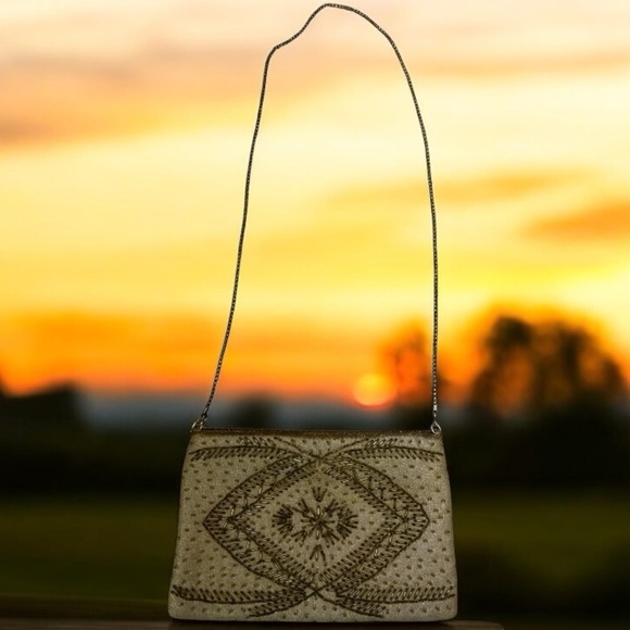 La Regale Handbags - Vintage La Regale Cream and Gold Beaded Evening Crossbody Bag